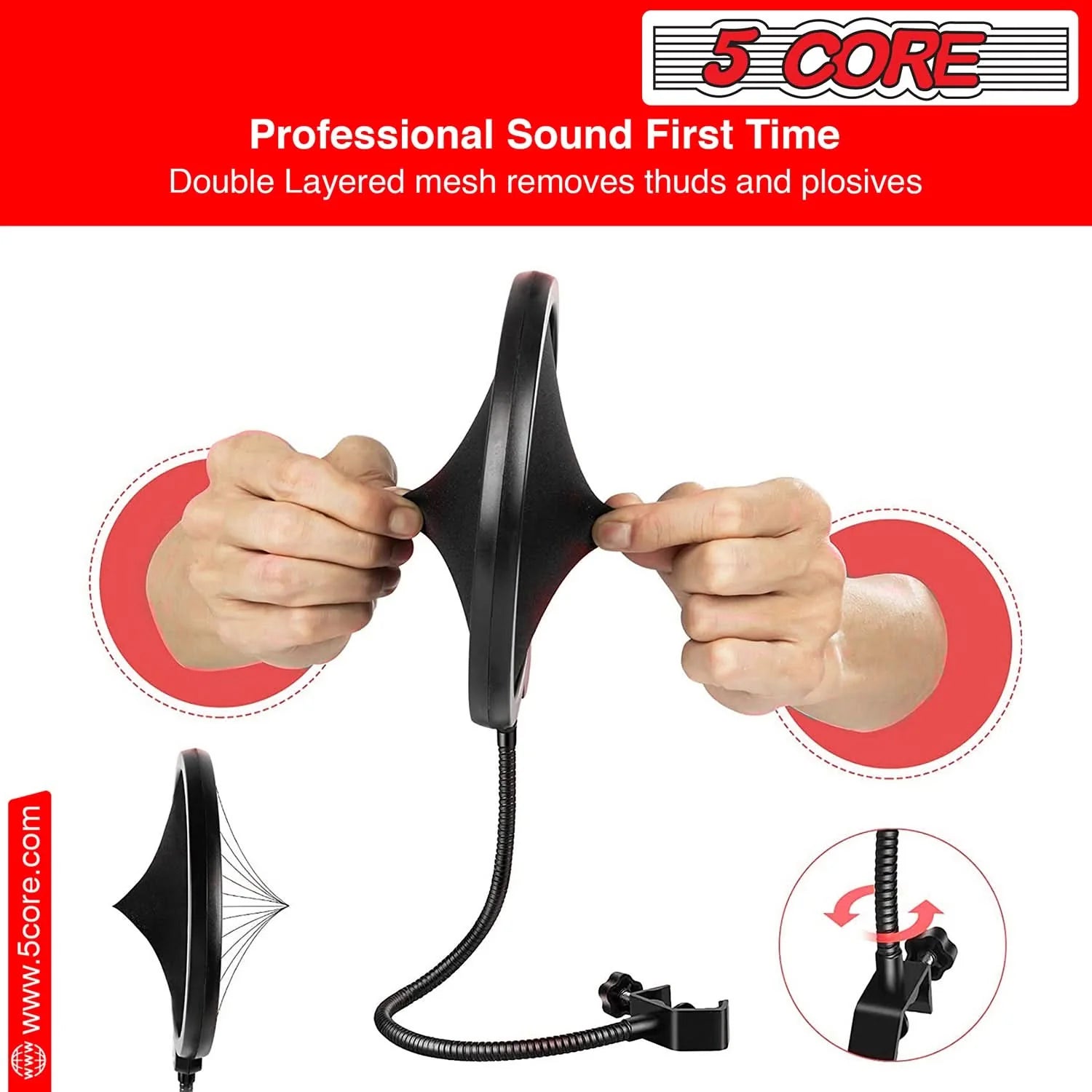 Adjustable Microphone Boom Arm with Desk Clamp &amp; Shock Mount