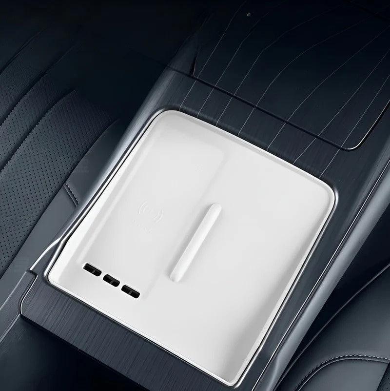 Car Center Console Wireless Charging Pad &amp; Cup Holder Mat