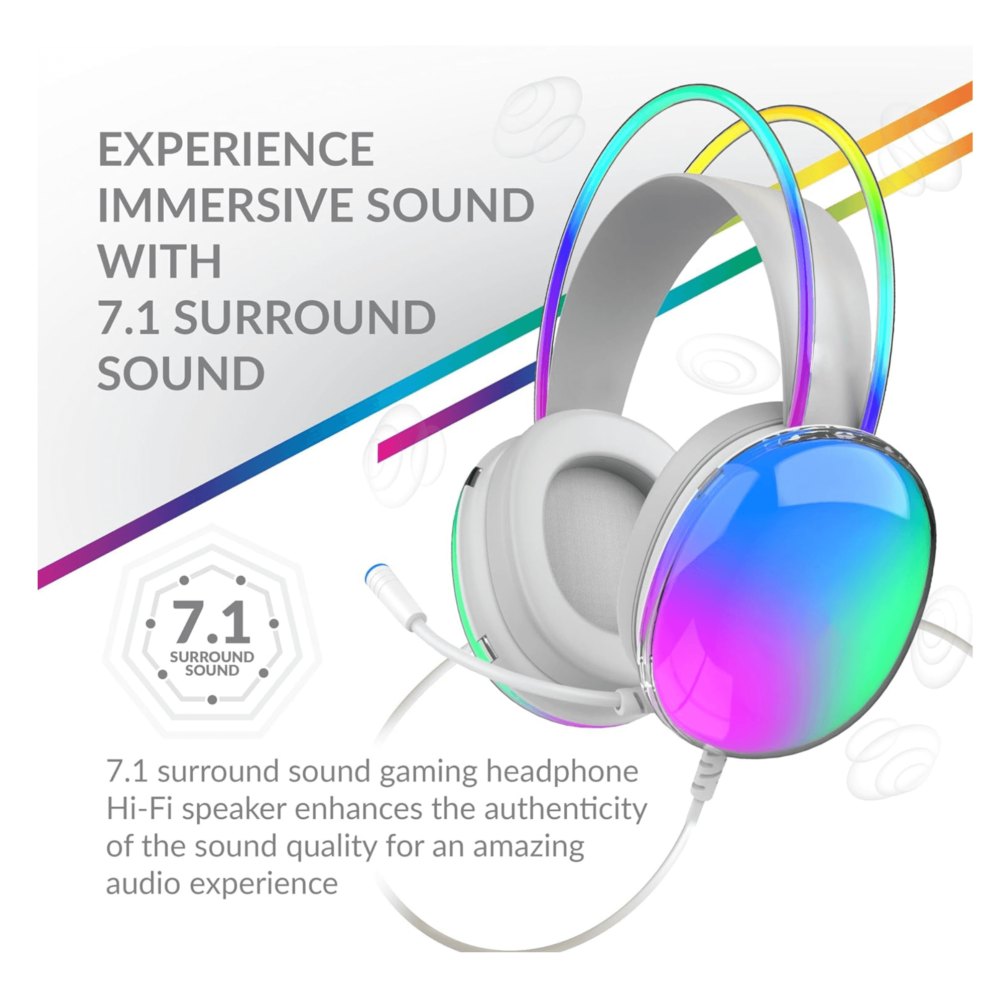 Wired Gaming Headset with RGB Lights &amp; Surround Sound