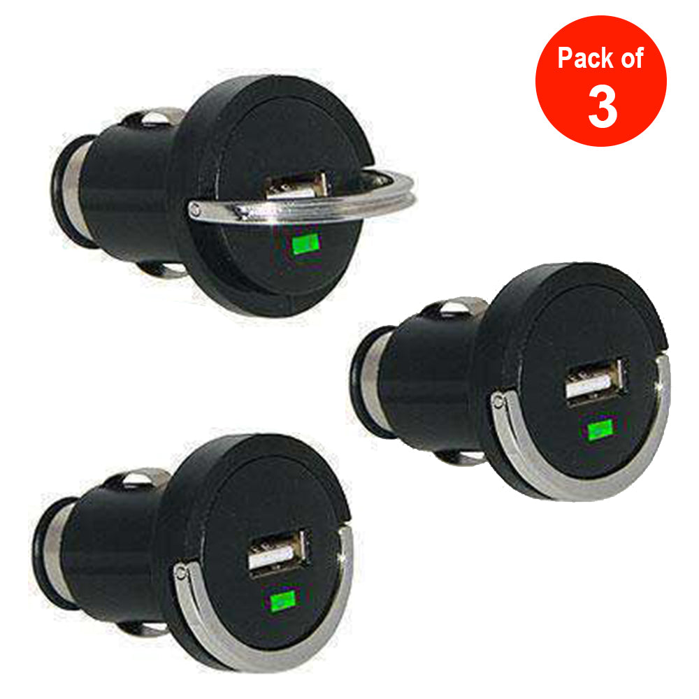 Compact USB Car Charger - 3 Pack