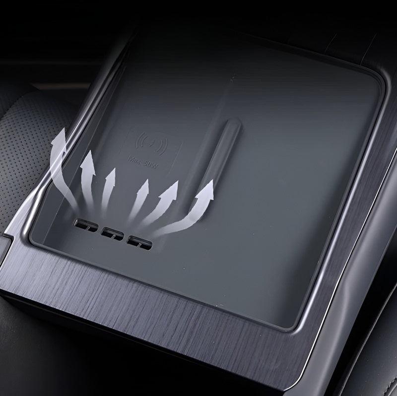 Car Center Console Wireless Charging Pad &amp; Cup Holder Mat