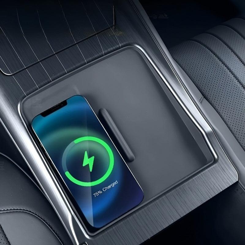Car Center Console Wireless Charging Pad &amp; Cup Holder Mat