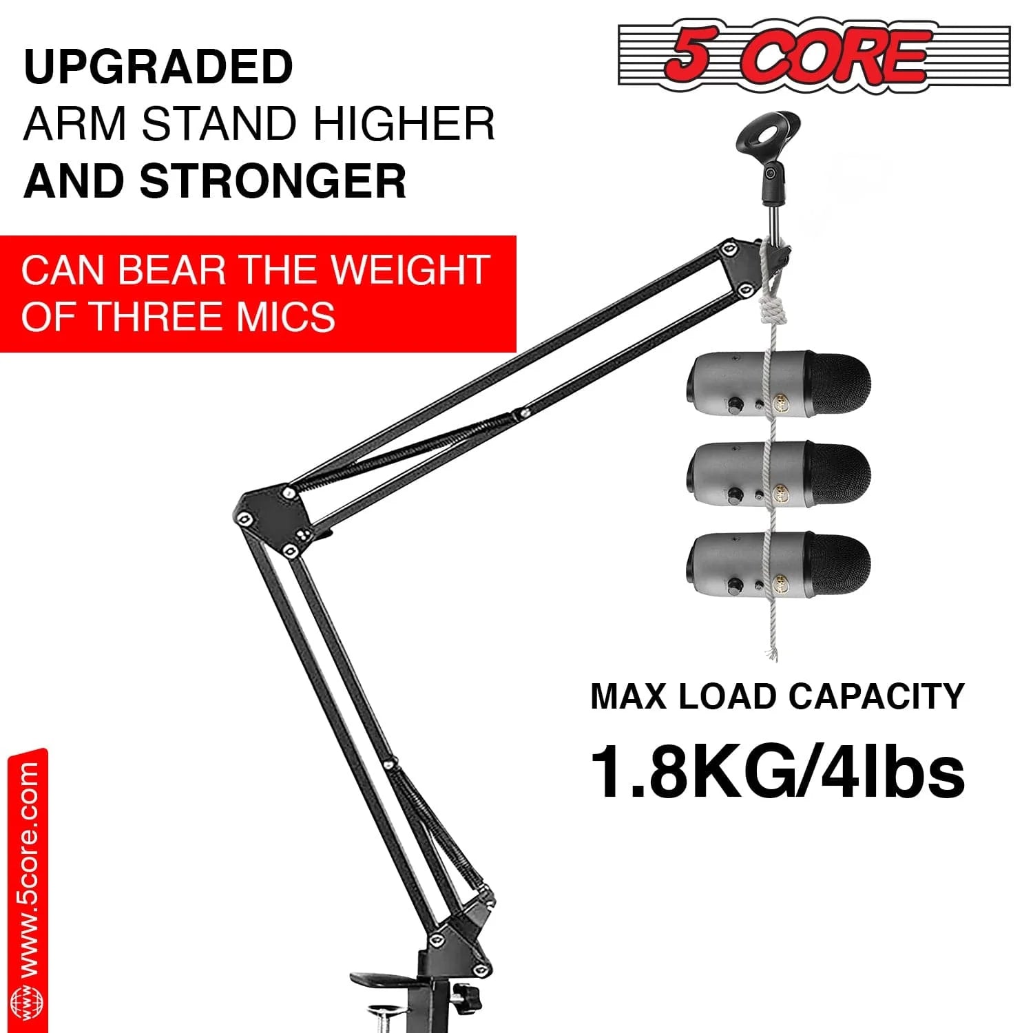 Adjustable Microphone Boom Arm with Desk Clamp &amp; Shock Mount