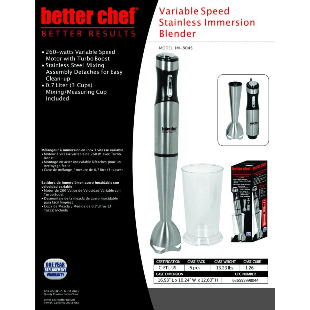 Better Chef 260W Variable-Speed Immersion Blender – product image 4