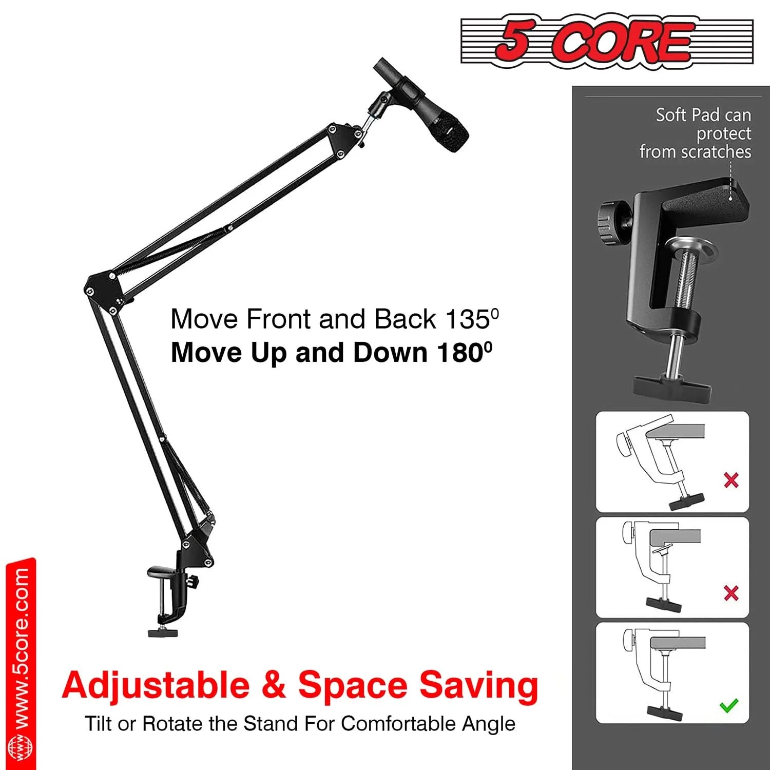 Adjustable Microphone Boom Arm with Desk Clamp &amp; Shock Mount